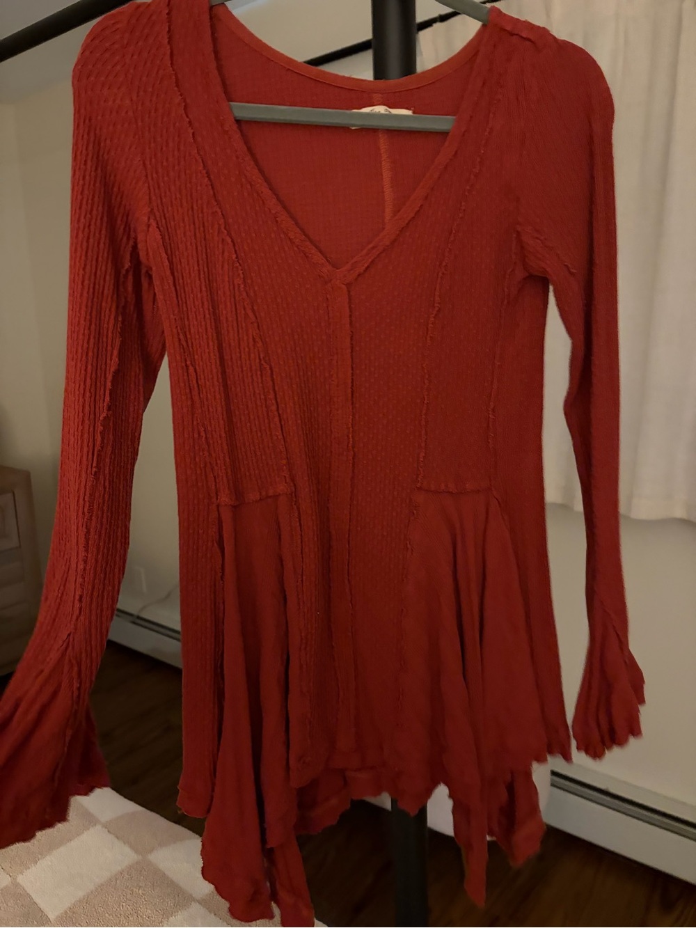 Free People Rust Red Long Sleeve V-Neck Tunic